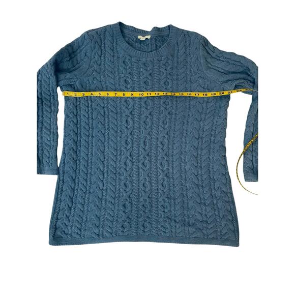 J. JILL PETITE CABLE KNIT LONG COVER THE BOTTOM LONG SLEEVE CREW NECK  SWEATER - Picture 6 of 9